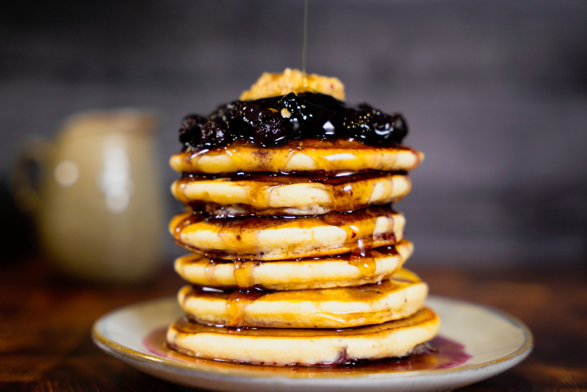 Vegan Buttermilk Pancakes w/ Blueberries & Brown Sugar Butter